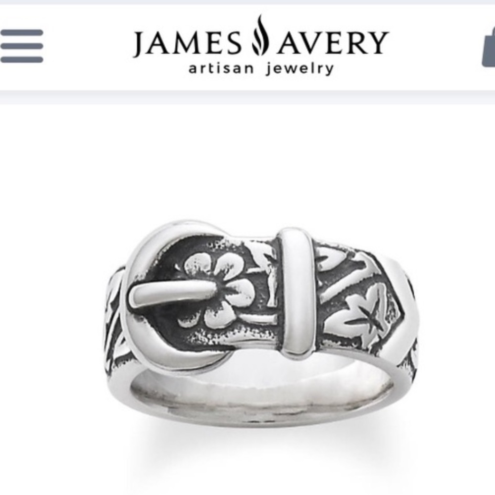 Authentic James Avery Floral Belt & Buckle Ring, Size 7